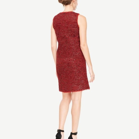 NWT ANN TAYLOR Fringe tweed shift sleeveless dress women's size 2 Petite (F5) - Picture 2 of 8